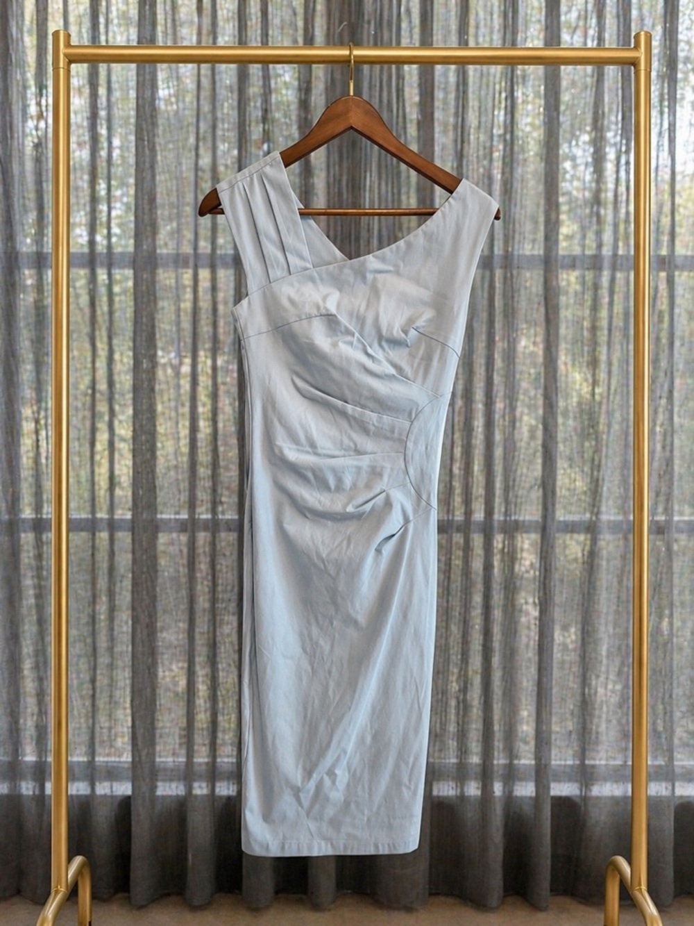 Light Blue One-Shoulder Sheath Dress - Picture 2 of 5